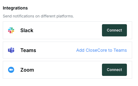 Connect Slack from Notifications