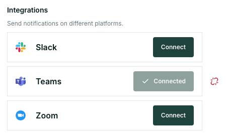 Disconnect Teams from the CloseCore Notifications page